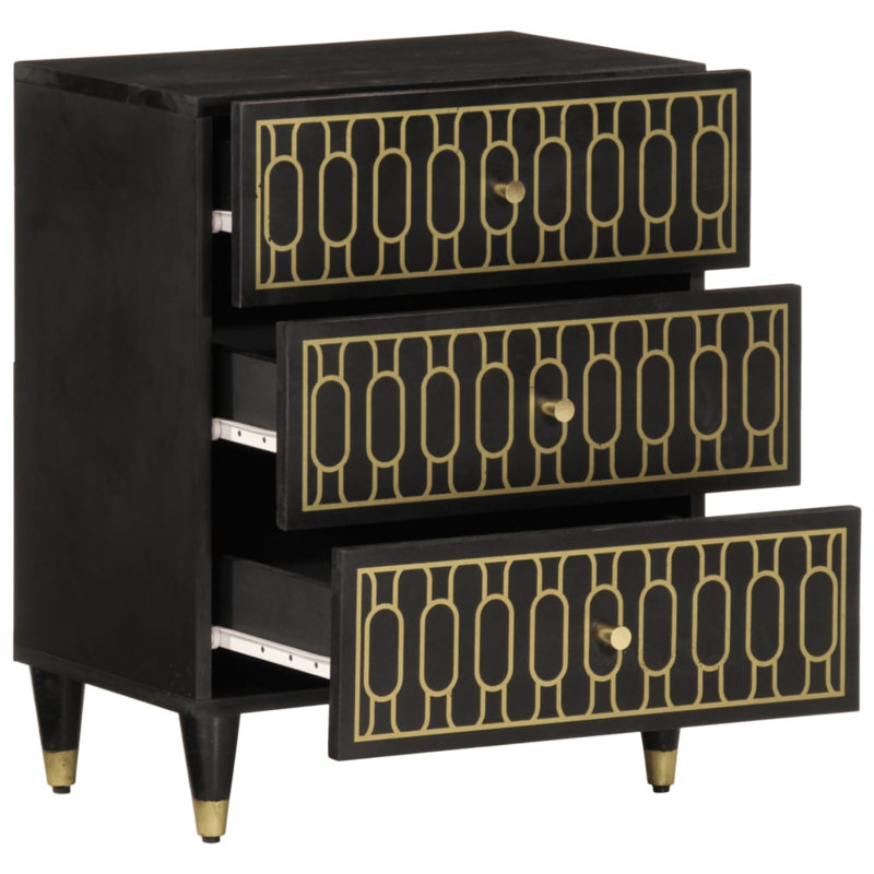 50 cm W Bedside Table, Black