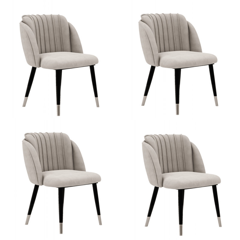 Inola Upholstered Velvet Dining Chairs - Ergonomic Soft Back with Metal Legs - Armchair for Dining Room Living Room Restaurants