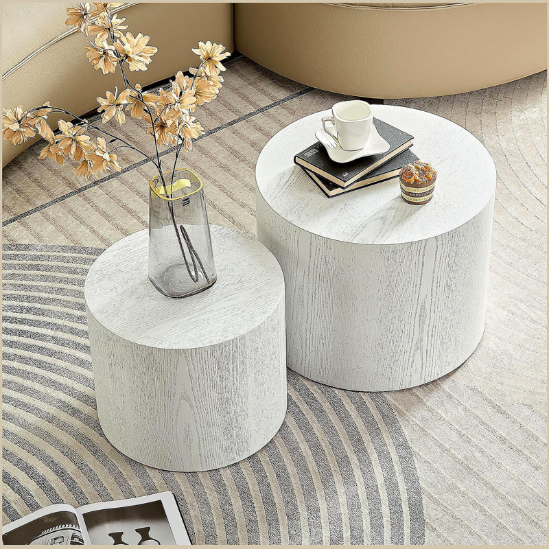 Panneau de fibres à densité moyenne avec placage de frêne / chêne / placage de noyer / table basse / table de bout / ensemble de 2 tables gigognes pour le salon