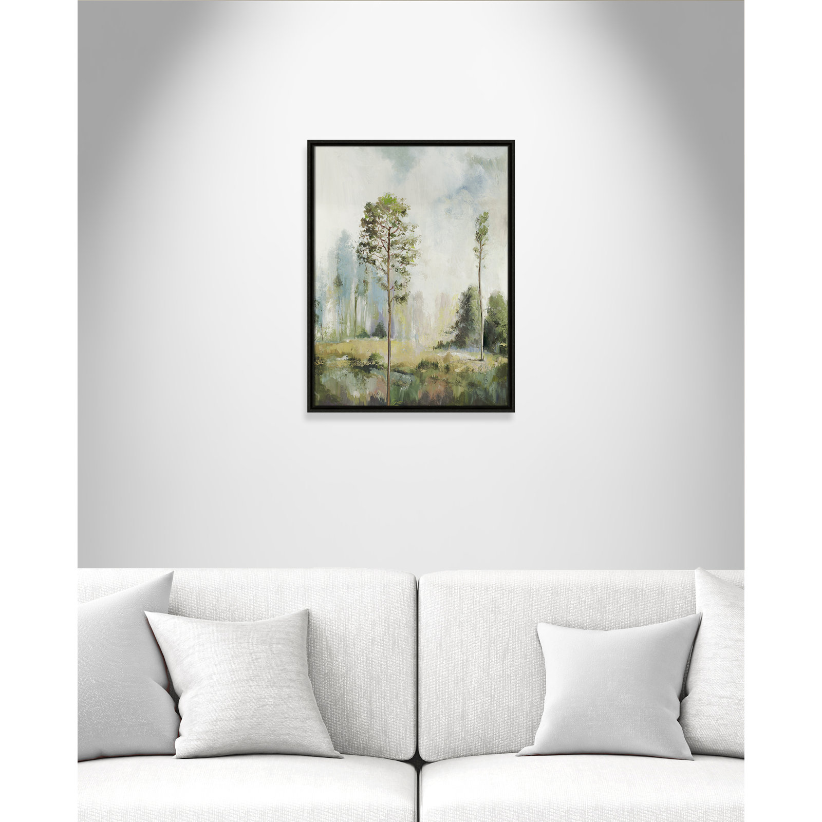 Tall Green Trees I by Teton Pearce - Floater Frame Print on Canvas, 25.5" H x 19.5" W, Espresso