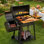 Royal Gourmet 28-inch Heavy Duty Charcoal Grill With Offset Smoker And Wooden Side Shelf, Black