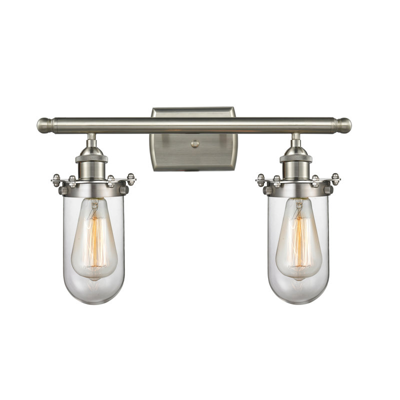 Éclairage pour meuble-lavabo à intensité variable Calixta, Nickel satiné brossé, Transparent