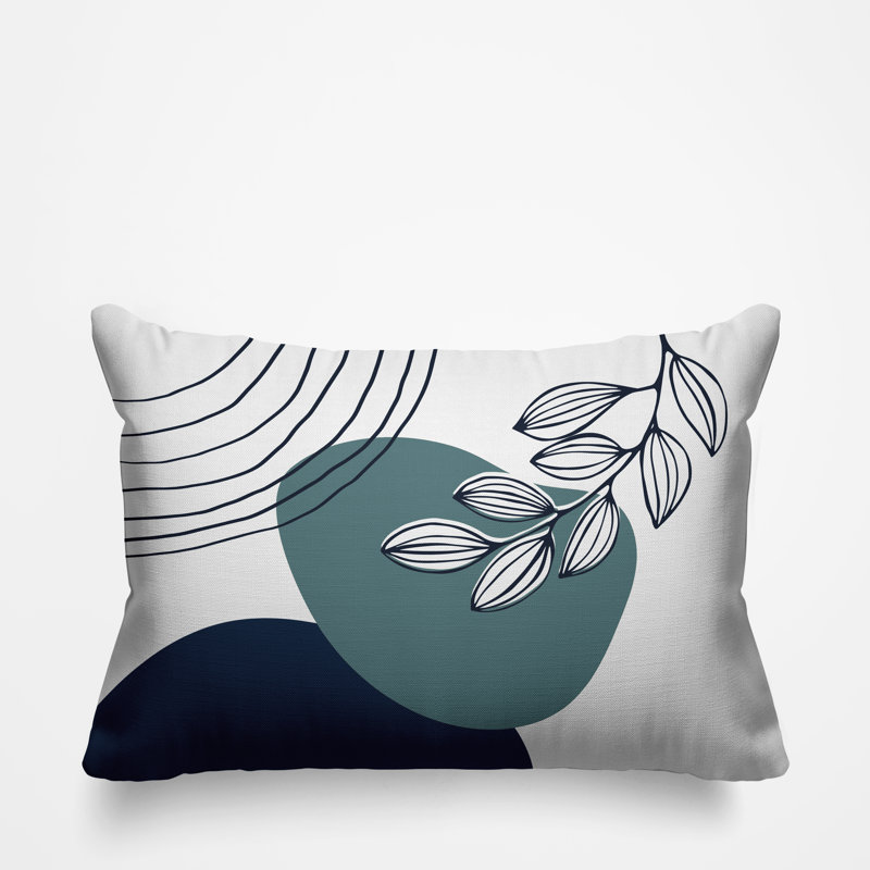 Coussin intérieur / extérieur Lupita, Turquoise / bleu marine