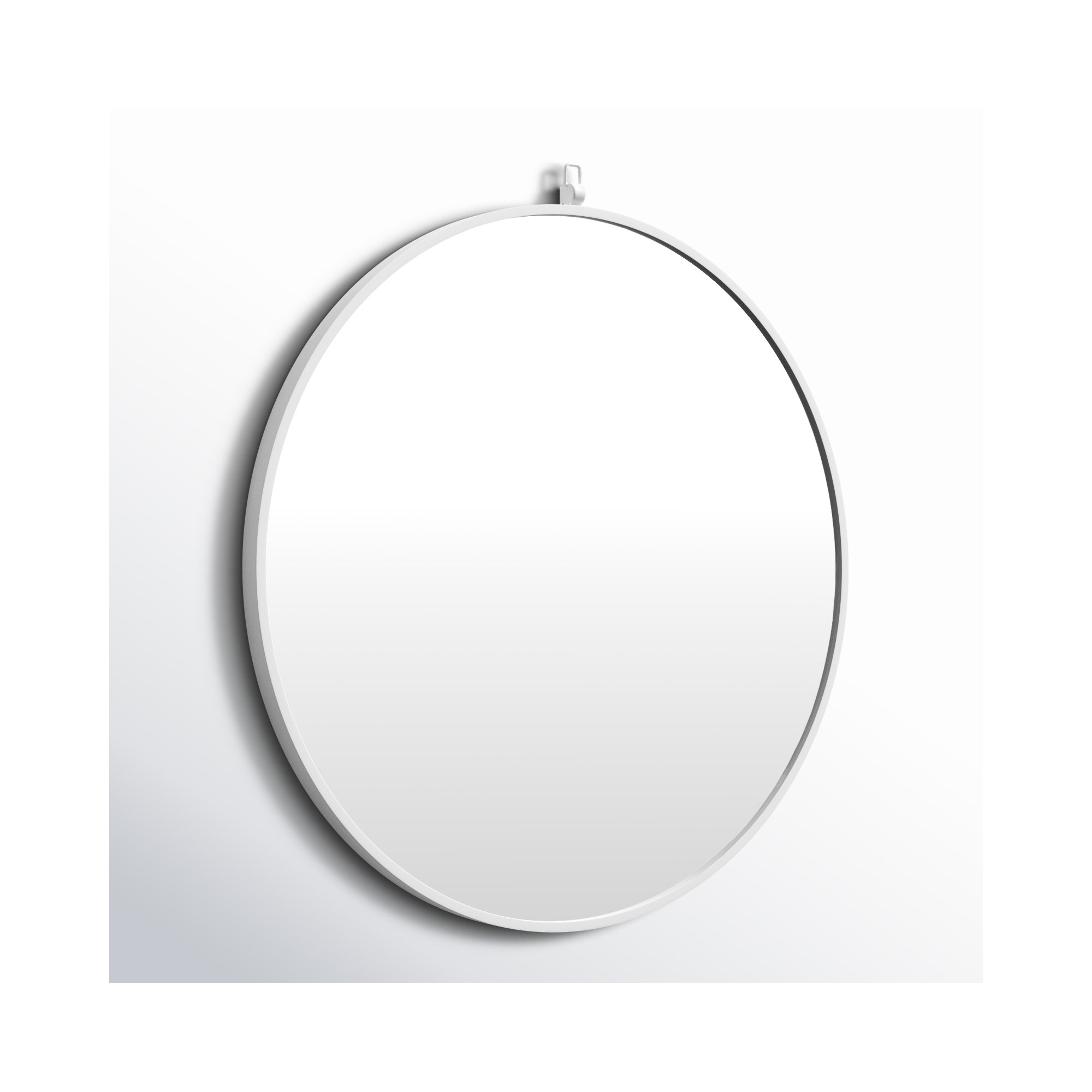 Cassie Metal/Manufactured Wood Round Wall Mirror, White, 21" x 21"
