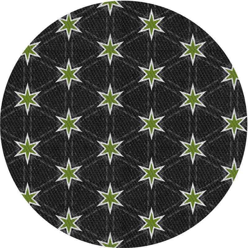 Tapis noir tissé à la machine, Rond 3 pi