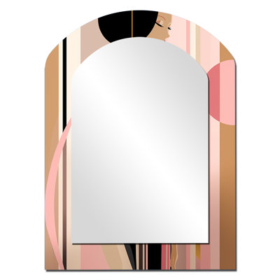 Sensual Elegance Art Nouveau Woman Portrait I - Modern Arch Wall Mirror