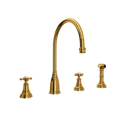 Georgian Era Two Handle Kitchen Faucet With Side Spray