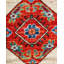 Tapis de couloir unique en laine noué à la main ivoire / rouge / bleu New Age 2 pi 6 po x 10 pi Jowan