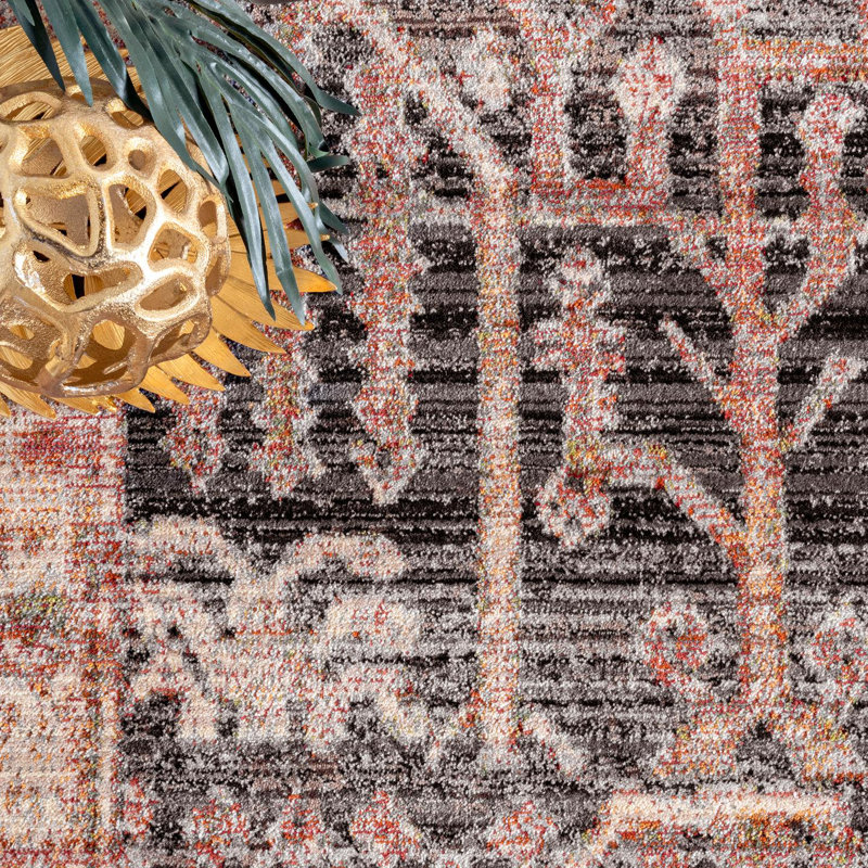 Tapis orange / noir Marielle Southwestern, Rectangle 8 pi x 10 pi