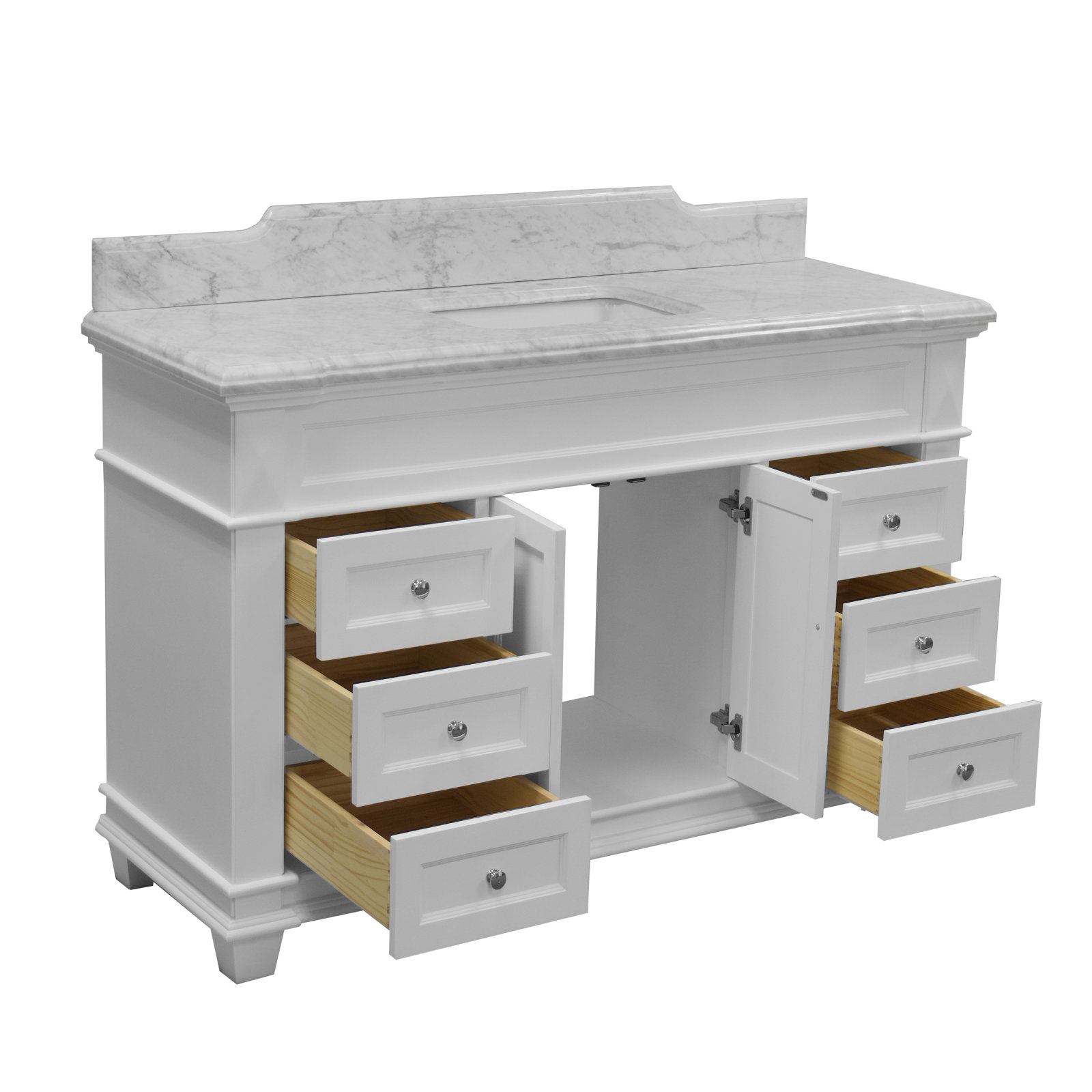 60'' Single Bathroom Vanity, Carrara Marble, White