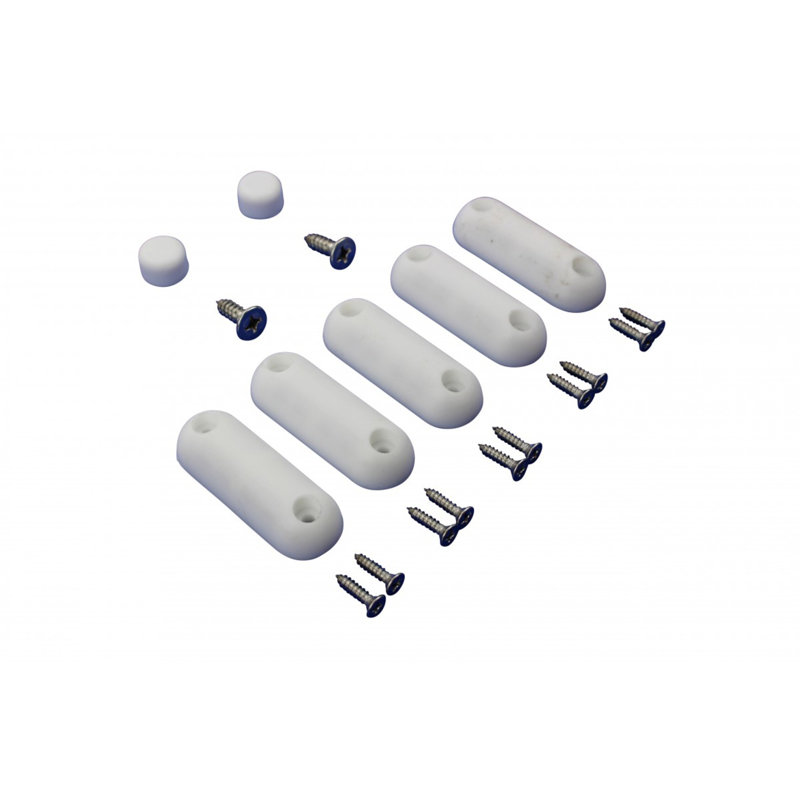 Ensemble de 8 tampons de siège de toilette en silicone brun (6 rondes oblongues et 2 rondes) avec vis, Blanc