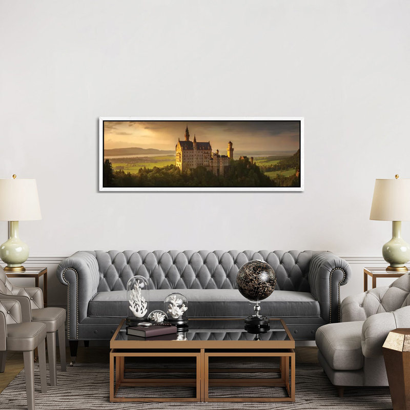 Neuschwanstein by Wojciech Kruczynski - Panoramic Print on Canvas, White Floater Framed, 50.8cm H x 152.4cm W x 3.81cm D