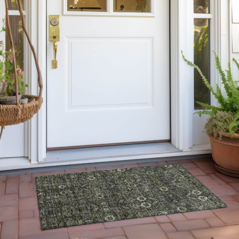 Benninger Washable Floral Indoor / Outdoor Rug, Rectangle 1'8" x 2'6"