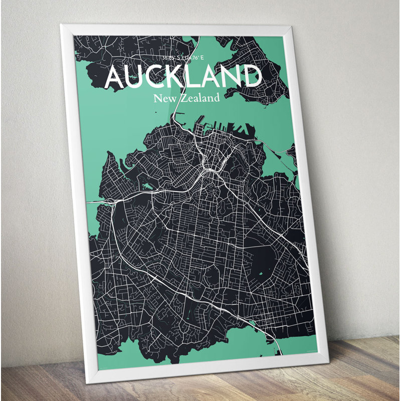 Auckland City Map - No Frame Print, 70cm H x 50cm W x 0.13cm D