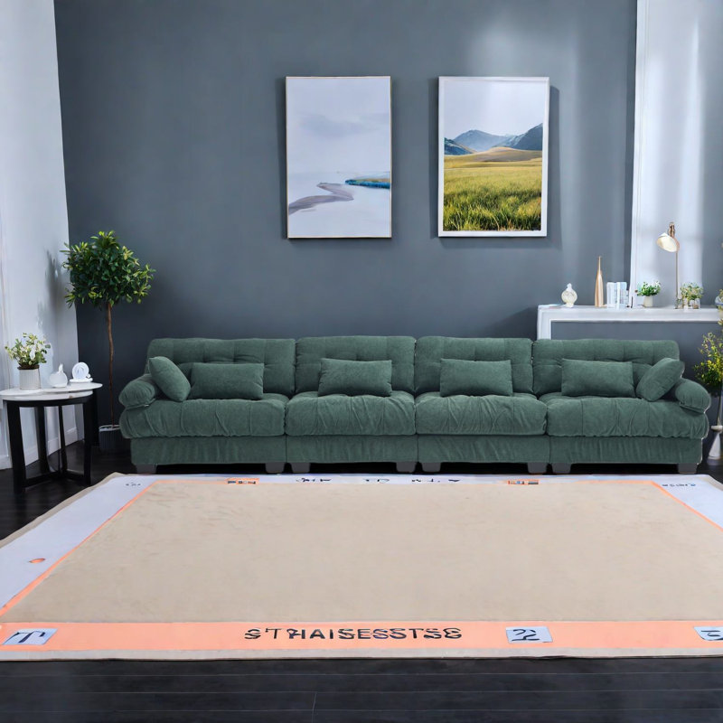 Canapé modulaire spacieux en bois à assise profonde de 158 pouces pour la maison