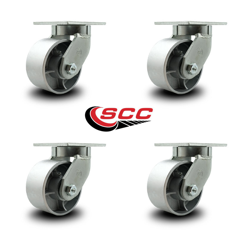 Ensemble de 4 roulettes pivotantes extra robustes en acier semi-robuste