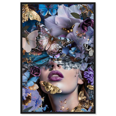 Lavender Butterflies Canvas Floral Collage Wall Art by Art Remedy