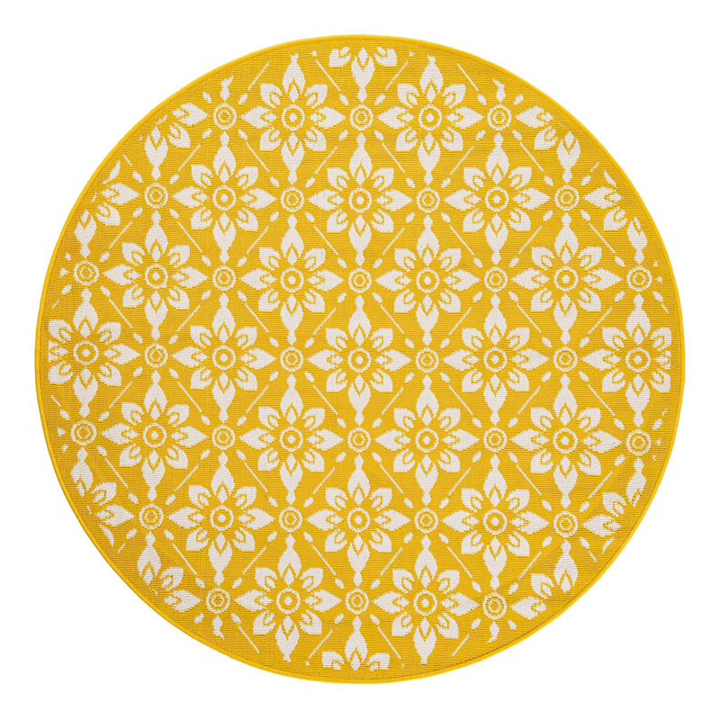 Outdoor Trellis Floral Indoor / Outdoor Rug, Round 5'1"