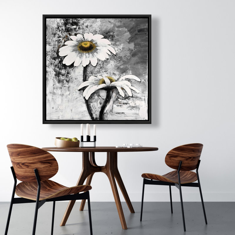 Fleurs de marguerites - impression sur toile tendue, H 36 po x l 36 po x P 1,5 po, Toile encadrée noire