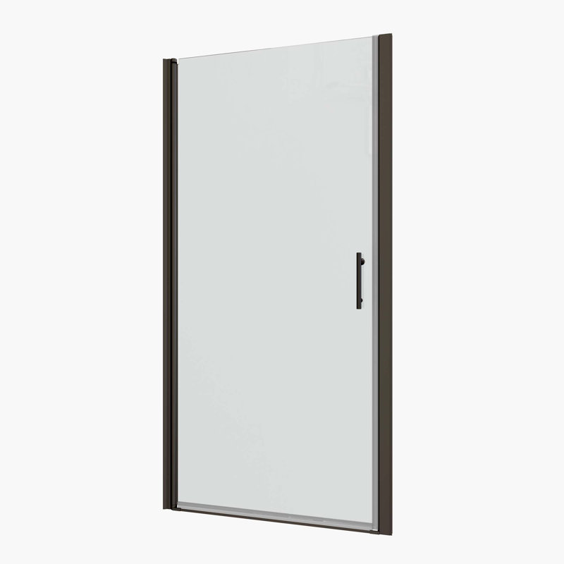 Universal Pivot Shower Door,Open Outside,With 1/4" Tempered Glass, Black