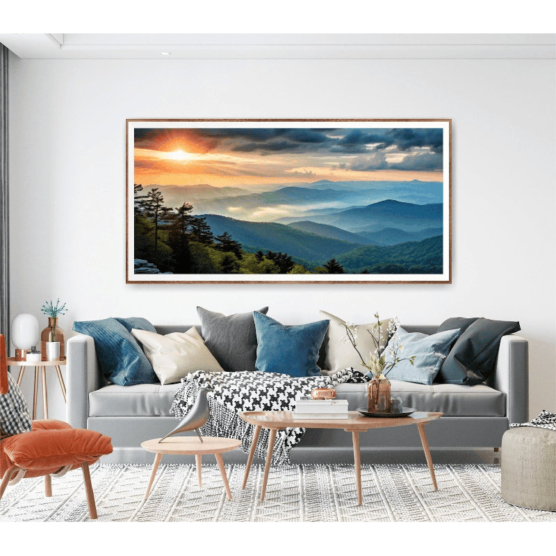 Très grande affiche de voyage panoramique Blue Ridge Mountains, Impression sans cadre, H 16 po x l 32 po