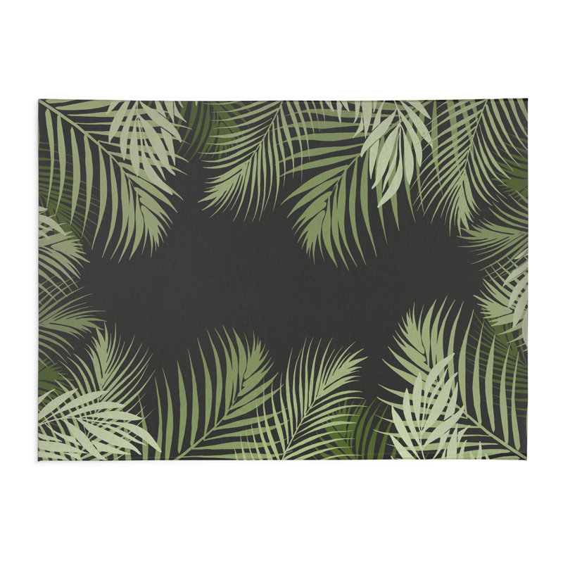 Tapis de cuisine léger antidérapant Waving Palm, Gris anthracite, Rectangulaire 2 pi x 3 pi