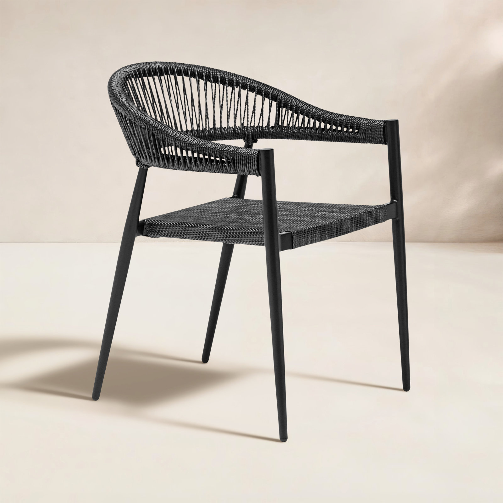 Stackable Patio Armchair, Black