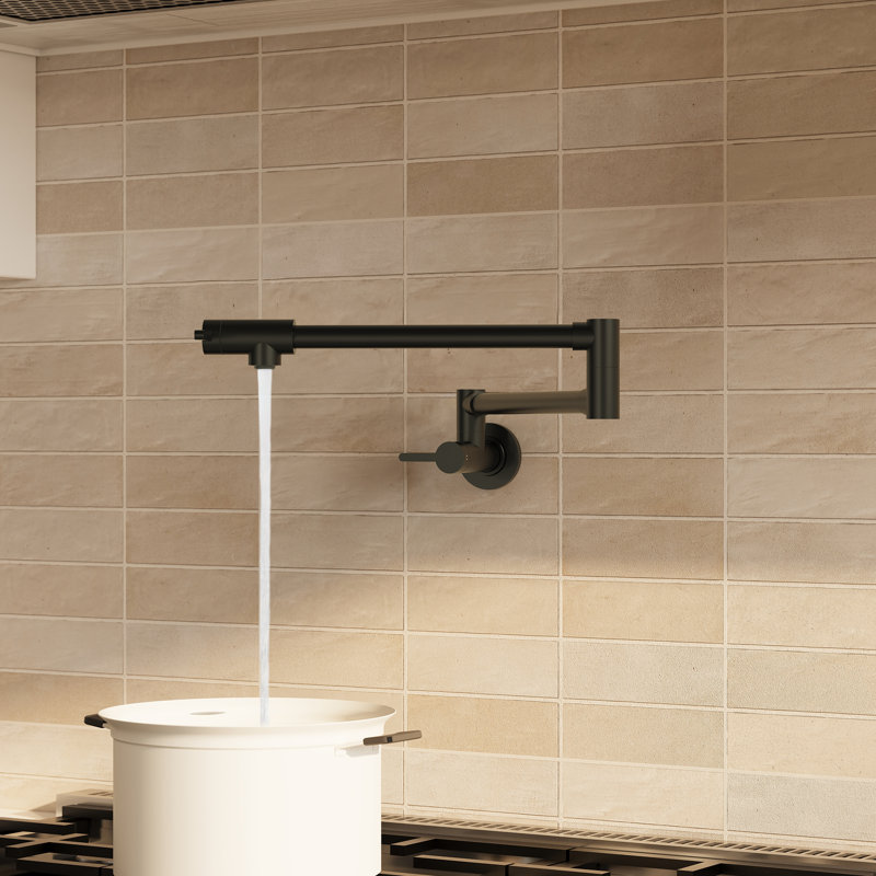 Robinet de cuisine mural moderne à 2 poignées pour cuisinière Modern, Noir mat