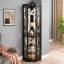 Vitrine spacieuse avec tablettes réglables en verre trempé, sculpture florale arquée, encastré 4 W, pour le bureau, décoration cerise noire,