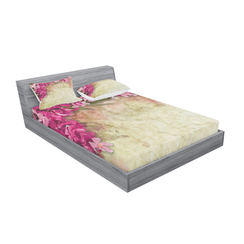 Ensemble de draps floral à motif vieilli, Ensemble de draps pour lit double avec un drap-hou