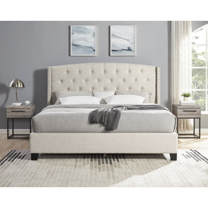 Odeen 3-Piece Bedroom Set, Queen, Tan/Gray Nighstands