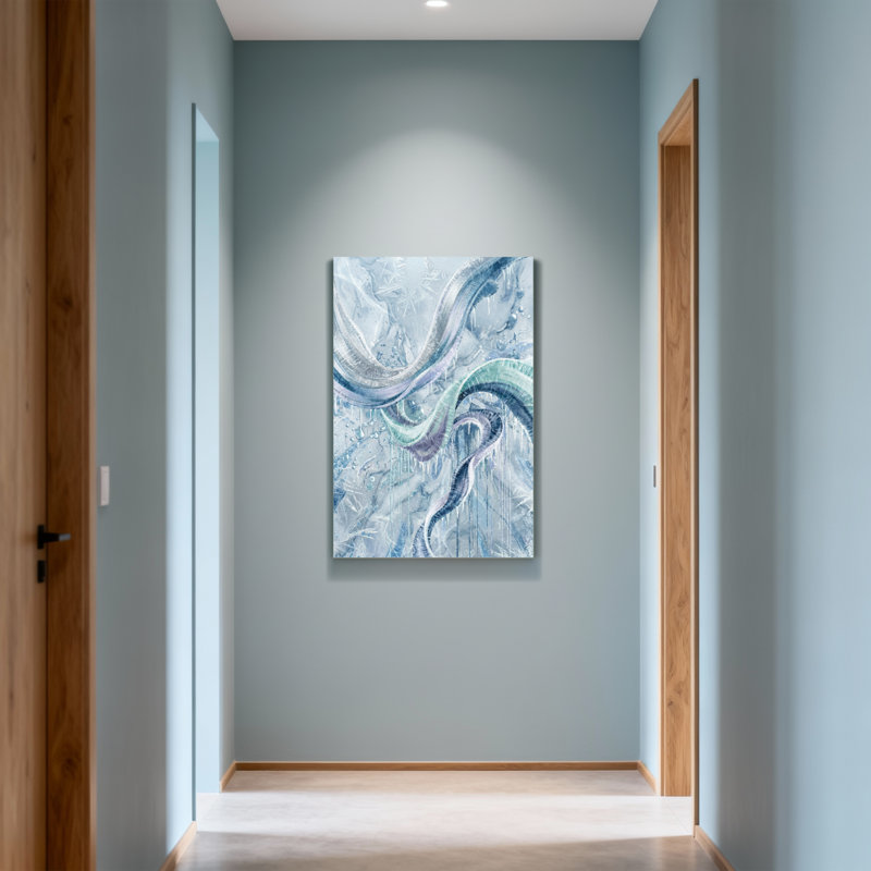 Abstract Flowing Ice Ribbons Abstract Art Pattern, 48" H x 32" W