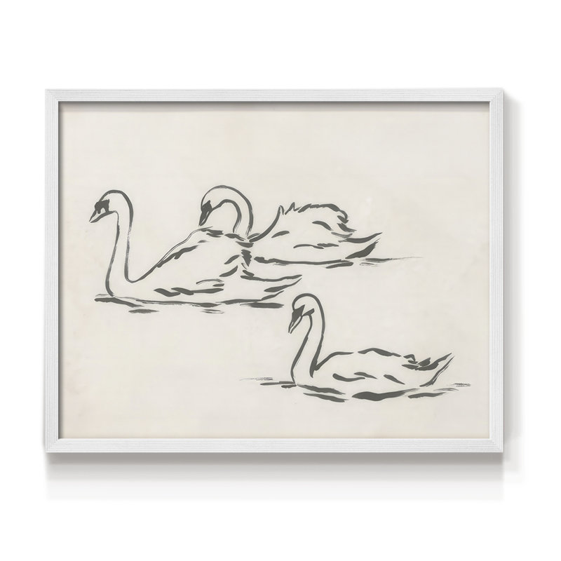 Swan Sketch I -Framed Print - Restickable, H 8 po x l 10 po, Blanc