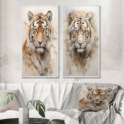 «Minimalisme beige tigre», ensemble de 2 reproductions d'art sur toile