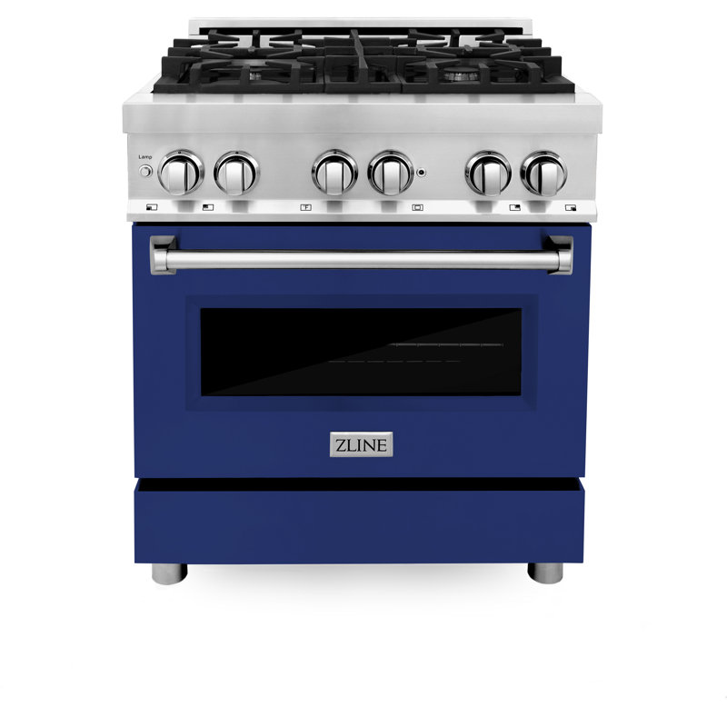 Cuisinière à gaz double de 30 po avec four à convection électrique ZLINE ZLINE, Bleu, acier inoxydable brillant