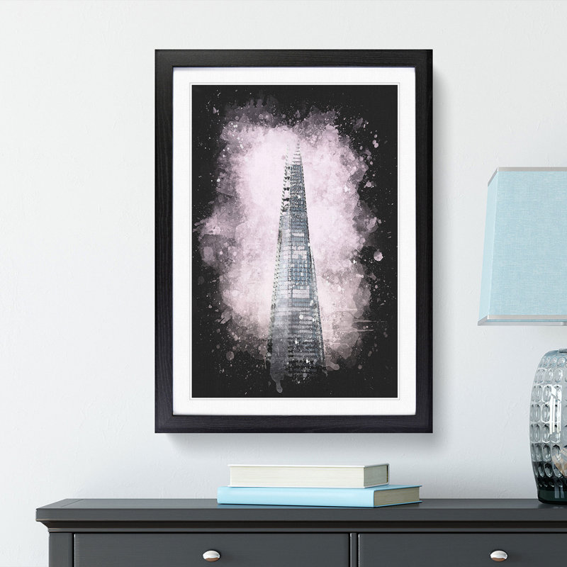 The Shard Building in London - Framed Print, 87cm H x 62cm W x 2cm D, Black Framed