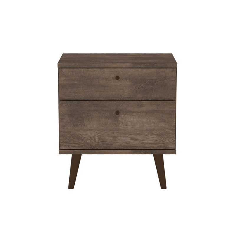 Table de chevet 2 tiroirs, Marron foncé