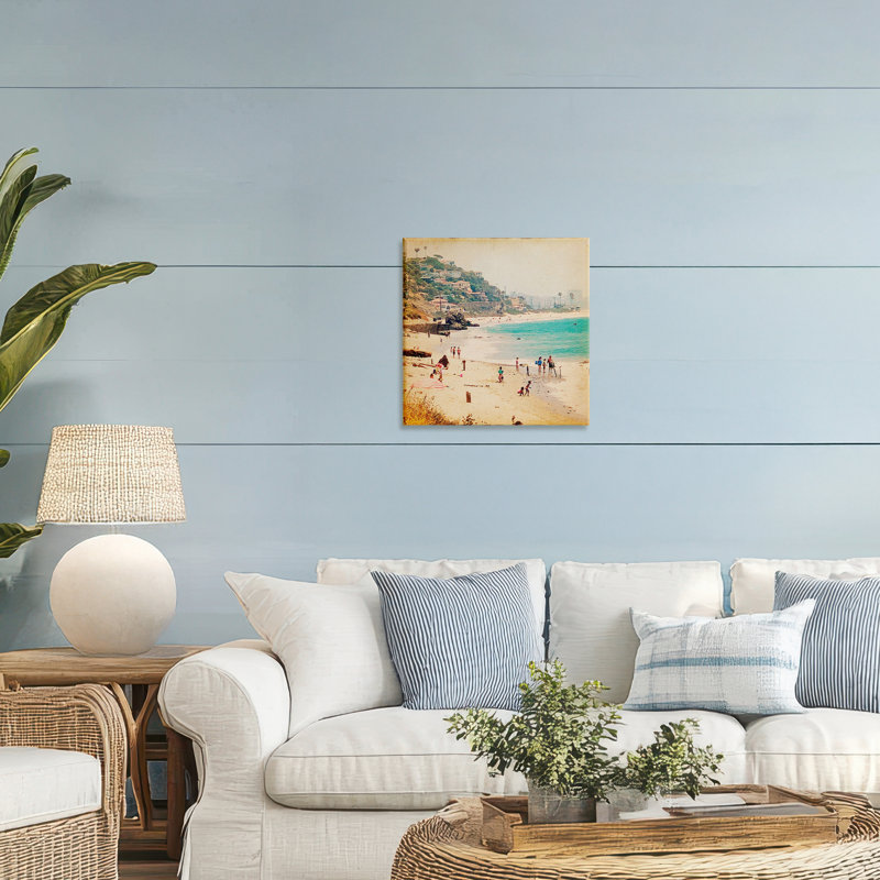 Toile rétro «Summer Beach Day», conception par Marina Drasnin, H 17 po x l 17 po