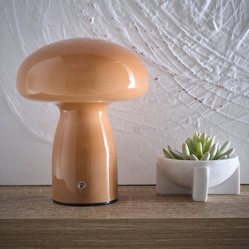 Glass Table Lamp, Brown, Brown