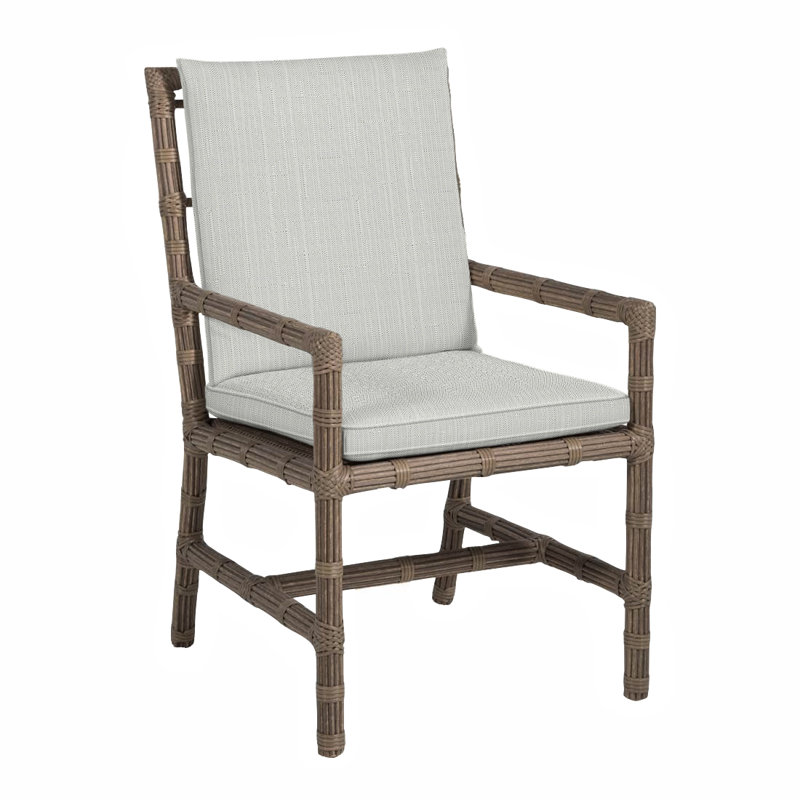 Newport Patio Dining Armchair with Cushions, Welt, Verona Silver, Newport #66 Burlap