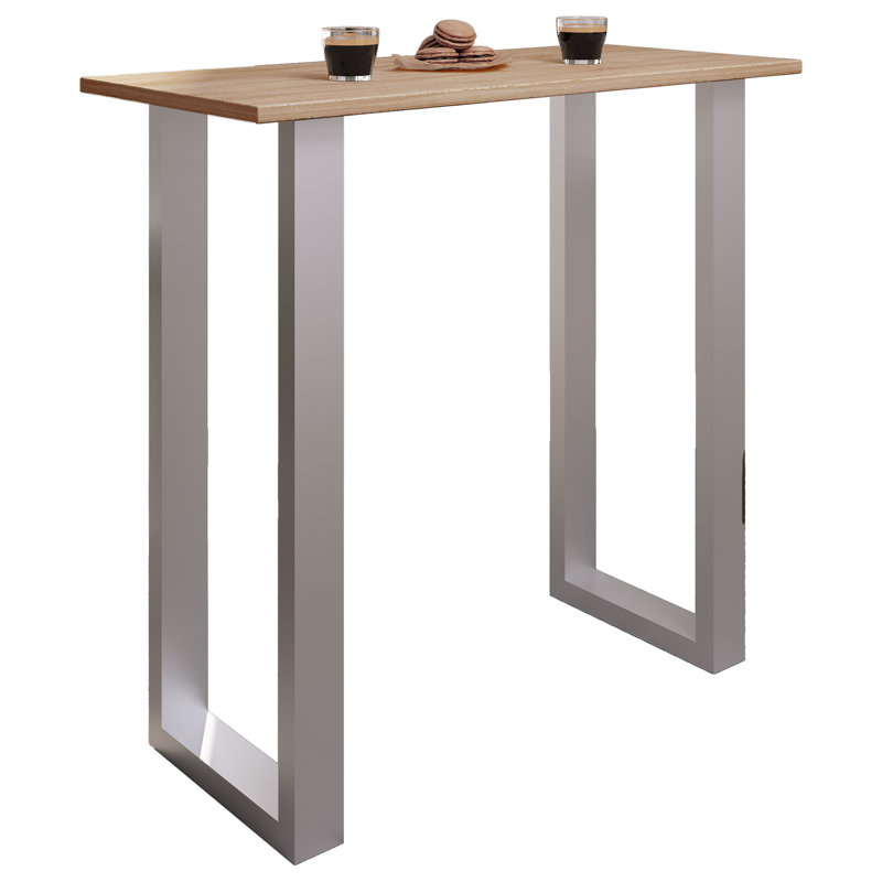 Xona Bar Table, Matt brushed nickel, 102cm H x 110cm W x 50cm D, Natural