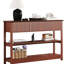 Table d'appoint cannelée 47 pouces avec trois tiroirs, largeur de 11,83 po, couleur cerise, avec rangement élégant pour 46,03 po de profondeur, 31,74 po de hauteur, style minimaliste moderne