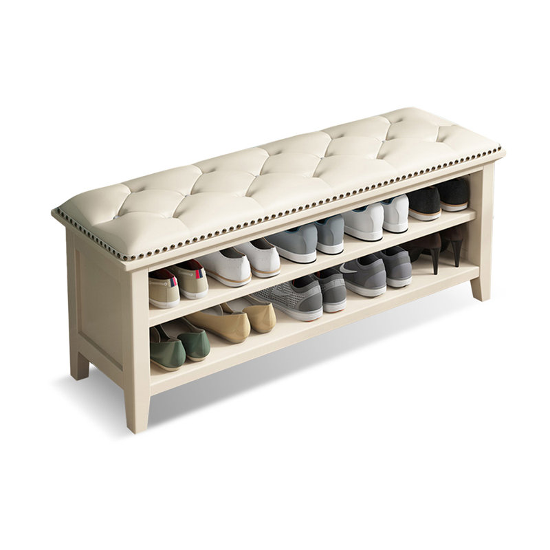 Banc rembourré en bois massif blanc, Blanc