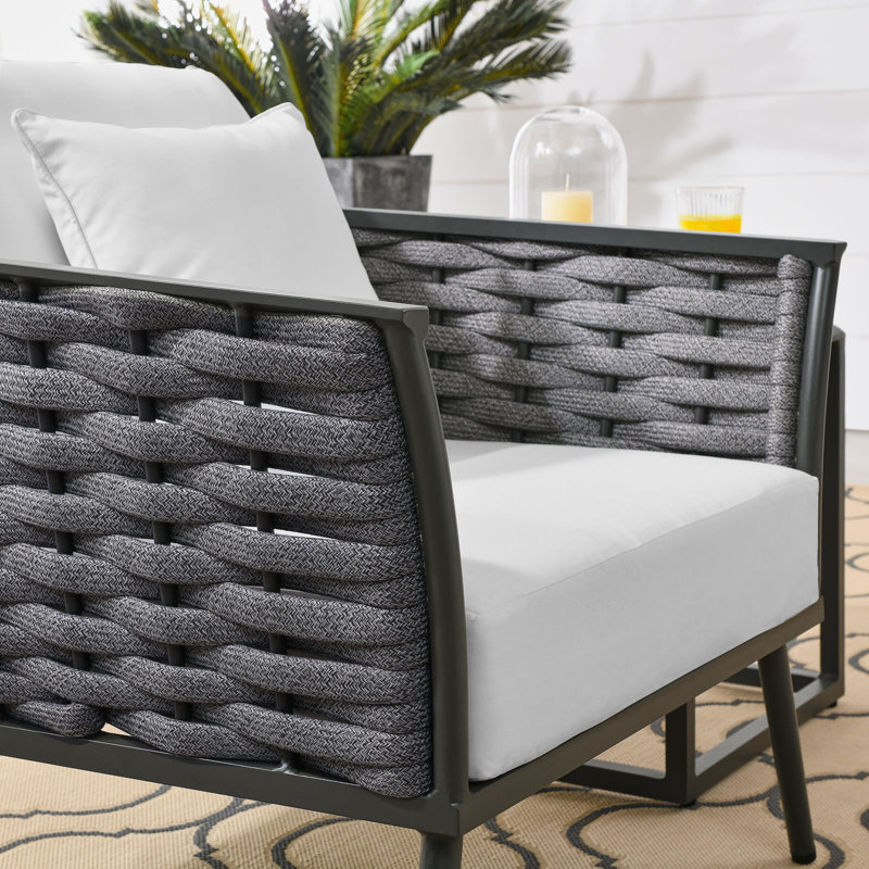 Stance Outdoor Patio Aluminum Dining Armchair, White, Gray