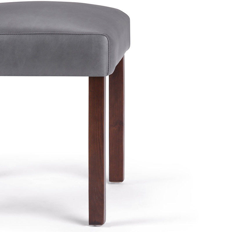 Stone Gray Faux Leather Parsons Side Chair with Sleek Wood Legs