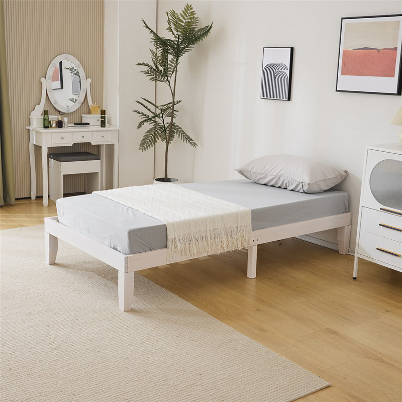 Basic Wooden Bed Frame, Twin, White