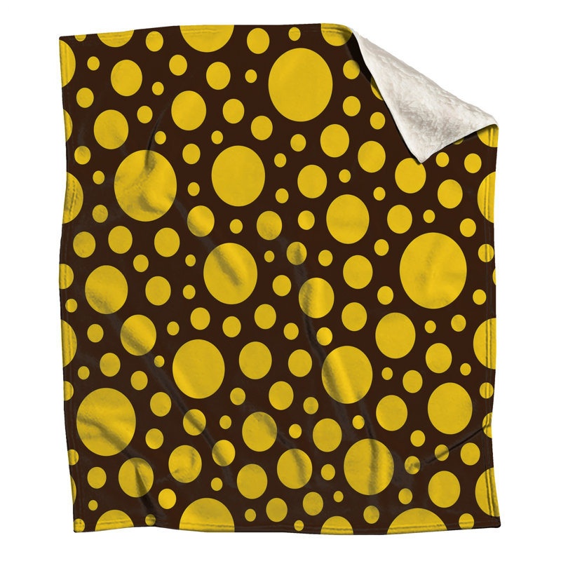Couvertures jaunes brun cercles, 50in W x 60in H