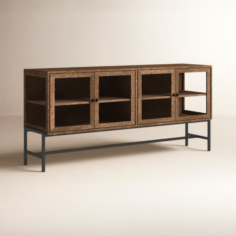 Arelius 70'' W Solid Wood Sideboard, Black/Brown