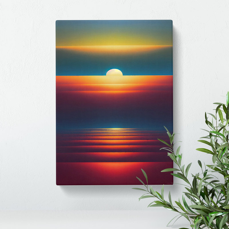 Vivid Abstract Sunset - Wall Art, Wrapped Canvas, 50cm H x 35cm W, No Matte