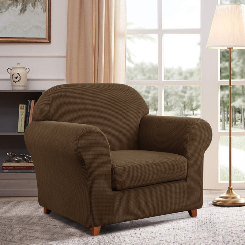 Box Cushion Armchair Slipcover, Coffee